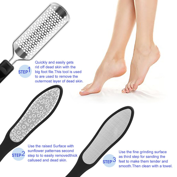 BS-MALL 2PCS Professional Pedicure Rasp Foot File Cracked Skin Corns Callus Remover for Extra Smooth and Beauty Foot