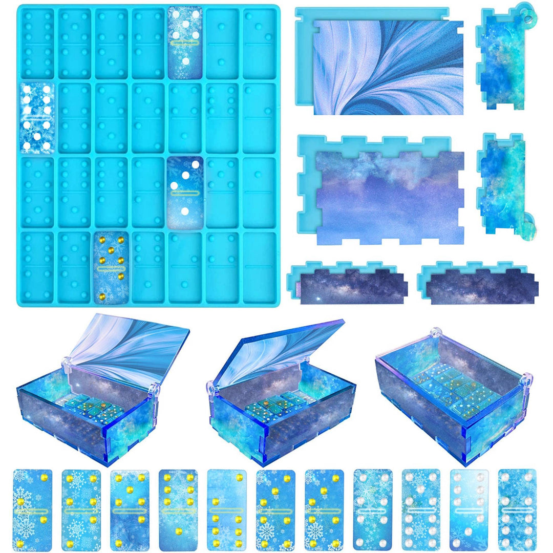 Domino Molds for Resin Casting, Silicone Resin Domino Mold Set, Domino Resin Mold and Domino Box Mold