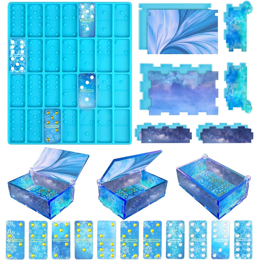 Domino Molds for Resin Casting, Silicone Resin Domino Mold Set, Domino Resin Mold and Domino Box Mold
