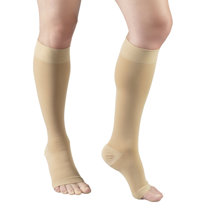 Truform Open Toe, Knee High 20-30 mmHg Compression Stockings, Beige, X-Large