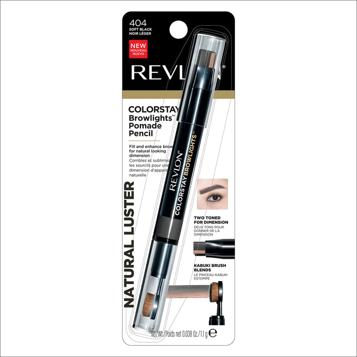 Revlon Colorstay Browlights Pencil, Eyebrow Pencil & Brow Highlighter, 0.55 Lb, Soft Black