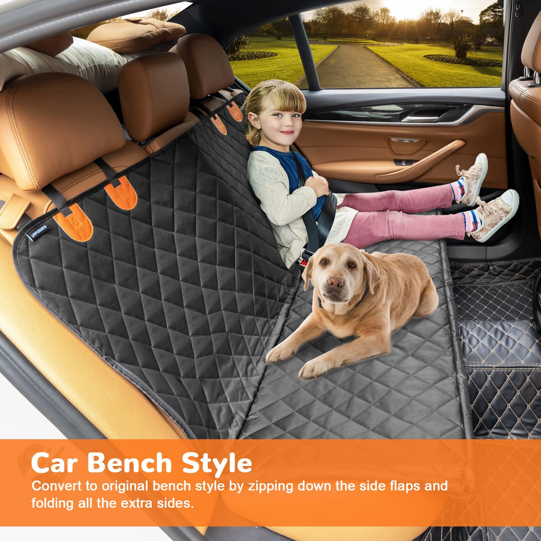 Dog Car Seat Cover for Pets 100% Waterproof Seat Cover Hammock 600D Heavy Duty Scratch Proof Nonslip Durable Soft Back Seat Covers for Cars Trucks and SUVs