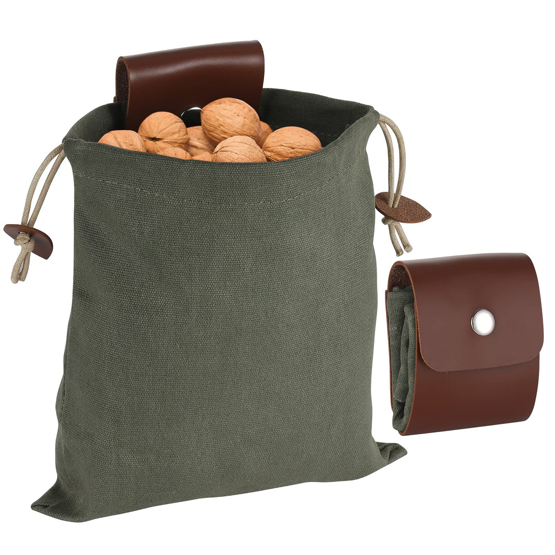 Foraging Bag, Waxed Canvas Foraging Pouch, Collapsible Mushroom Bag Mushroom Foraging Bag Bushcraft Bag for Camping Hiking