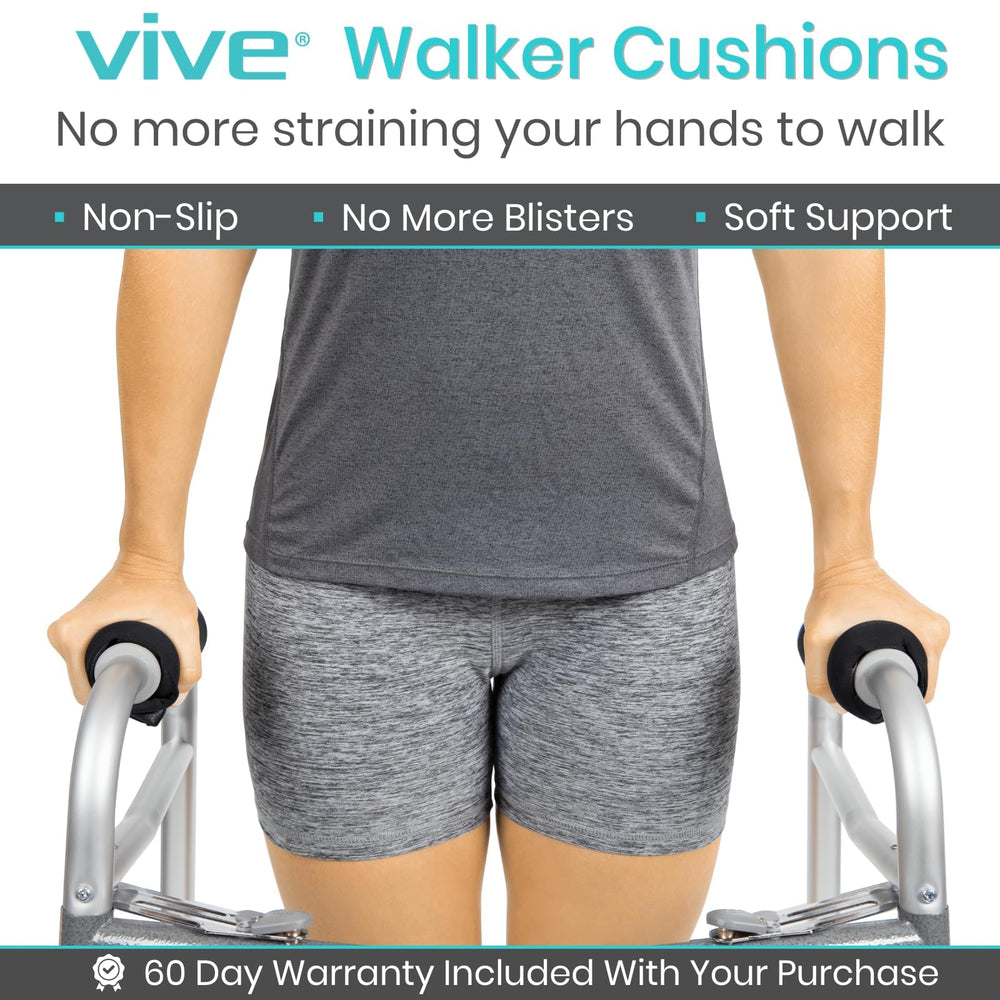 Walker Handle Cushions - Padded Hand Covers - Soft Padding Medical Accessories for Folding Rolling Wheelchair, Rollator Handle, Senior, Elderly Grippers - Foam Crutch Pads Grips - Mobility Aid (Black)