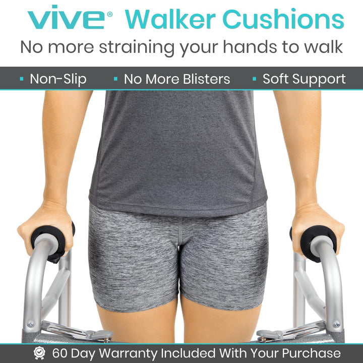 Walker Handle Cushions - Padded Hand Covers - Soft Padding Medical Accessories for Folding Rolling Wheelchair, Rollator Handle, Senior, Elderly Grippers - Foam Crutch Pads Grips - Mobility Aid (Black)