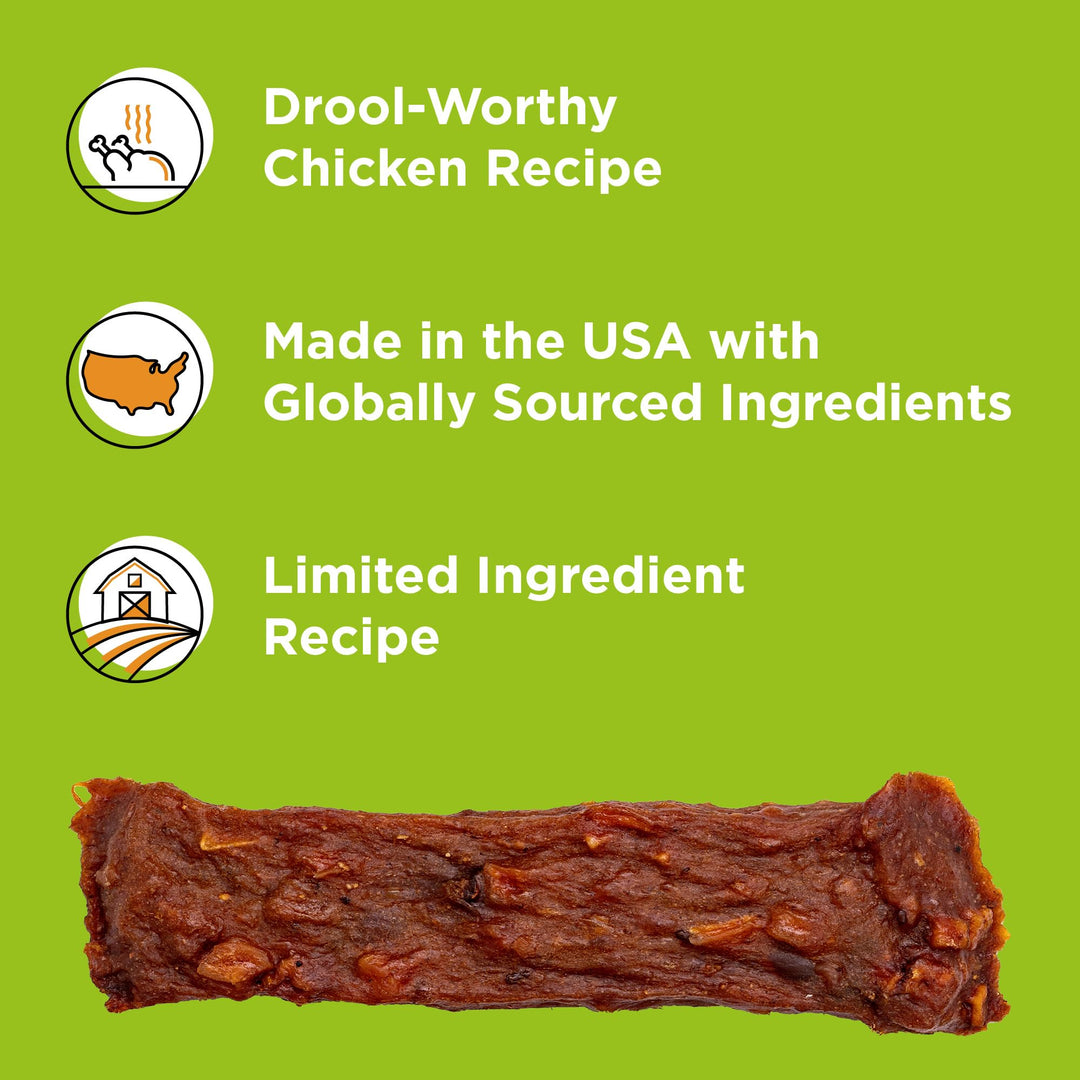 Skin & Coat Support Chicken Jerky Dog Treats, 12 oz - USA Made Grain Free Dog Treats - Antioxidant Rich to Support Shiny, Full Bodied Coats - High in Protein, Whole Food Nutrition, No Fillers