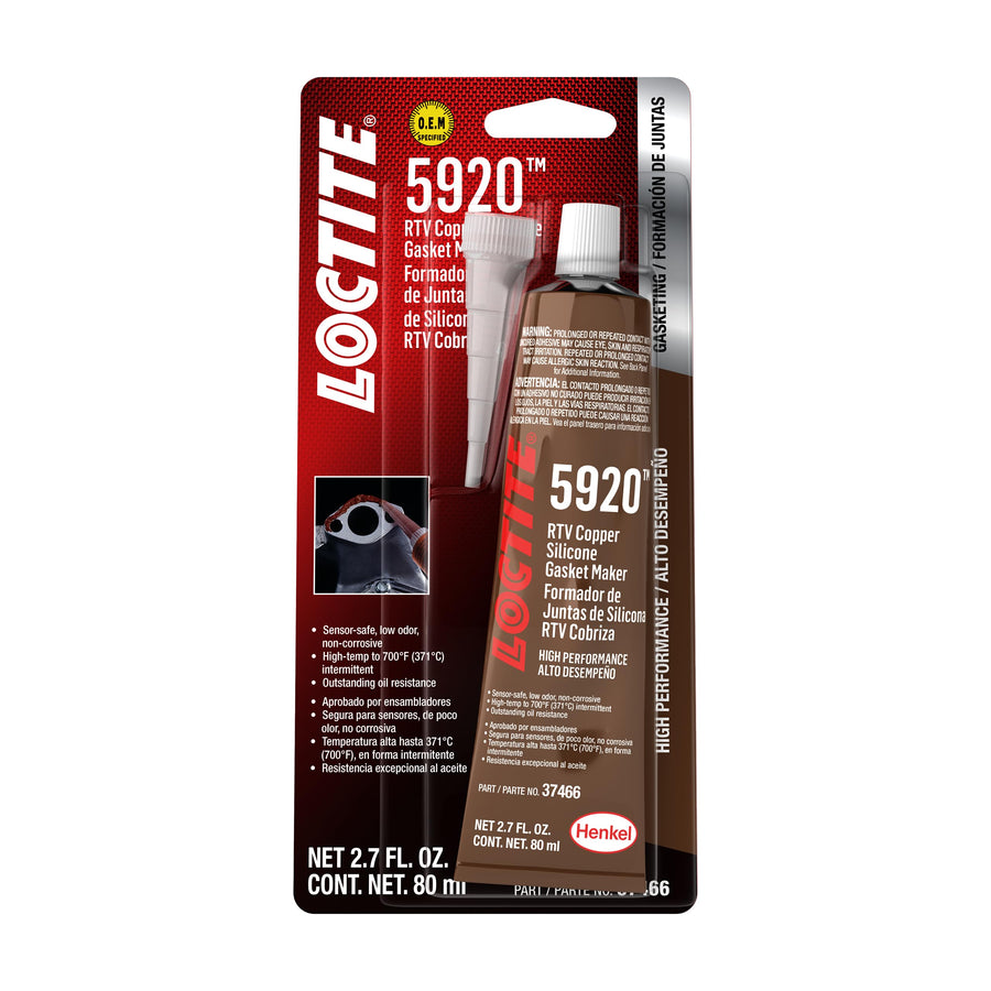 RTV 5920 Copper High Performance for Automotive: Sensor-Safe, Non-Corrosive, for Performance Engines, Oil Resistance, High-Temperature | Copper, 80 ml Tube (PN: 37466-491984)