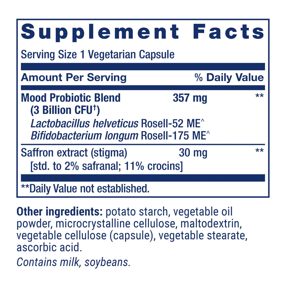 FLORASSIST Mood - Probiotic & Saffron Blend – Gluten-Free, Non-GMO, Vegetarian - 30 Capsules