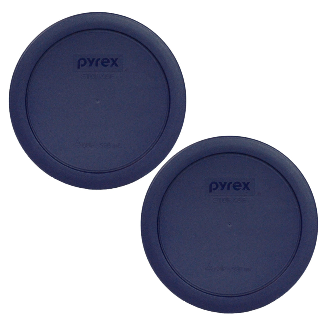 Pyrex Bundle - 2 Items: 7201-PC 4-Cup Blue Plastic Food Storage Lids Made in the USA