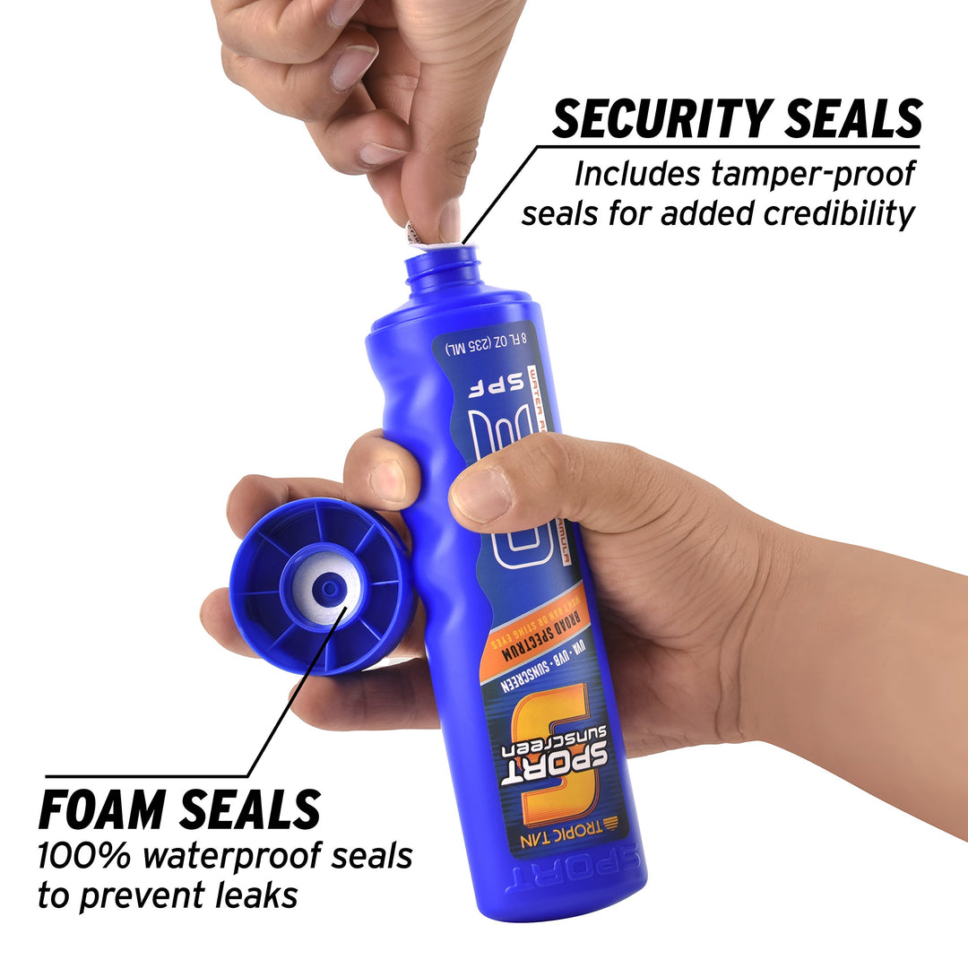 Sport Bottle Sunscreen Flask 2 Pack (16 oz Total) - Hidden Alcohol Travel Flasks - Secret Liquor Containers for Beaches, Cruises, and Sports Events – Includes Funnel & Spout