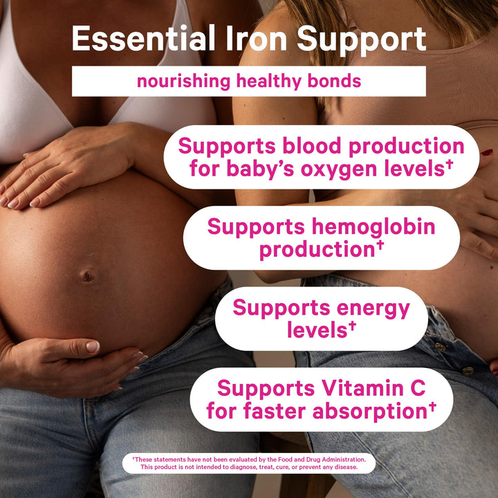 Prenatal Iron Supplement Gummies for Women - 20 mg with Vitamin C - Grape Chewable for Deficiency, Energy, & Blood Builder - 60 Gummy Chews