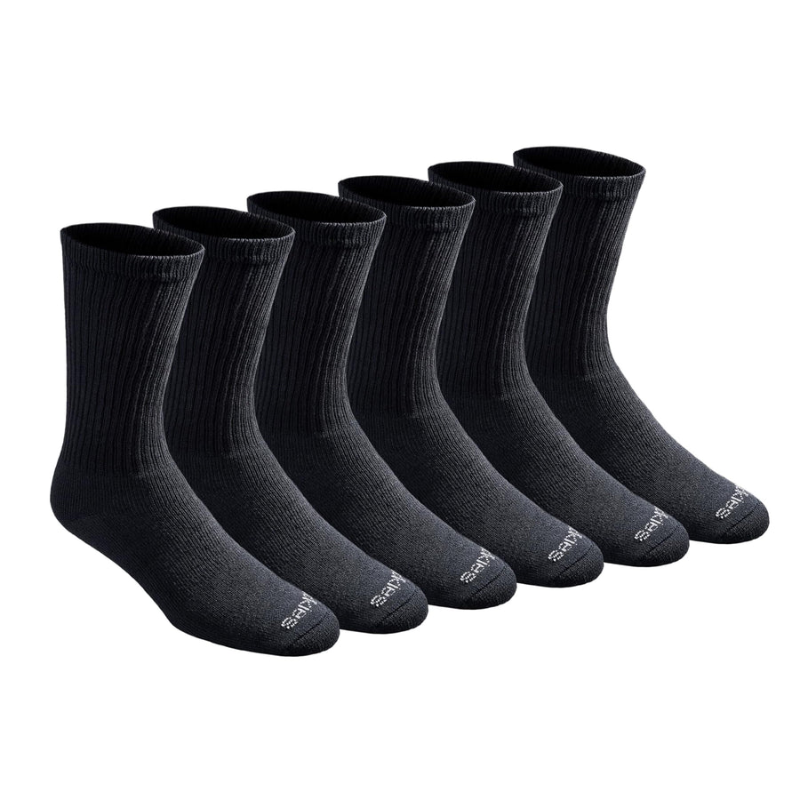 Men's Dri-Tech Essential Moisture Control Crew Socks, Available in M-XXL (6, 12, Solid Black (6 Pairs), Large