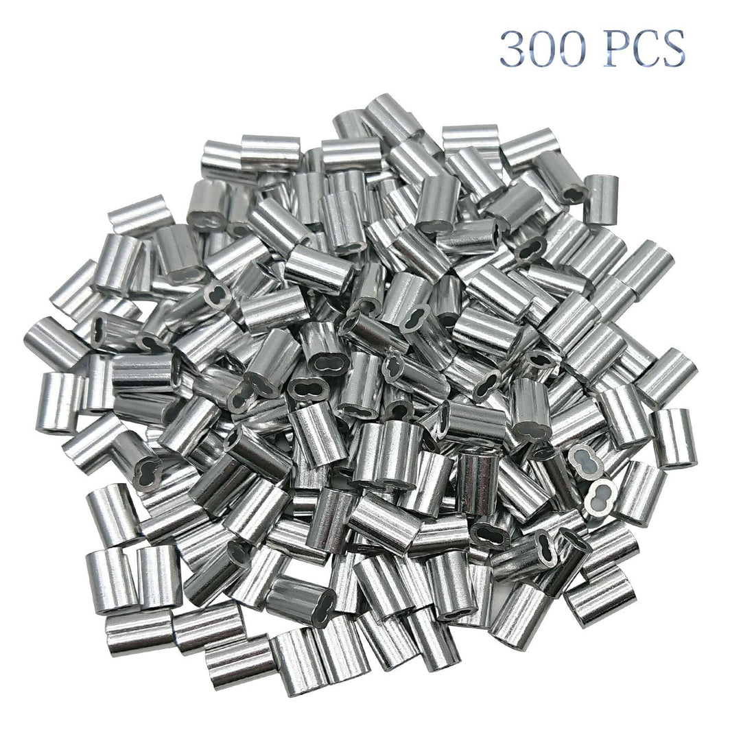 1/16 inch Cable Ferrule 300PCS, Aluminum Crimping Loop Sleeve for Wire Rope and Cable