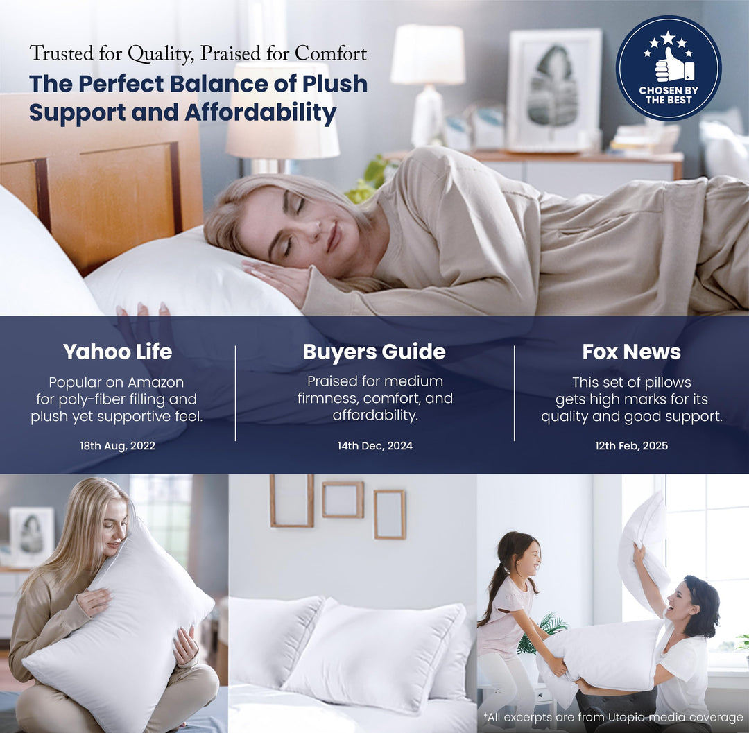 Bed Pillows for Sleeping Queen Size (White), Set of 2, Cooling Hotel Quality, Gusseted Pillow for Back, Stomach or Side Sleepers