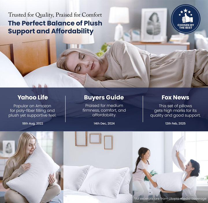 Bed Pillows for Sleeping Queen Size (White), Set of 2, Cooling Hotel Quality, Gusseted Pillow for Back, Stomach or Side Sleepers