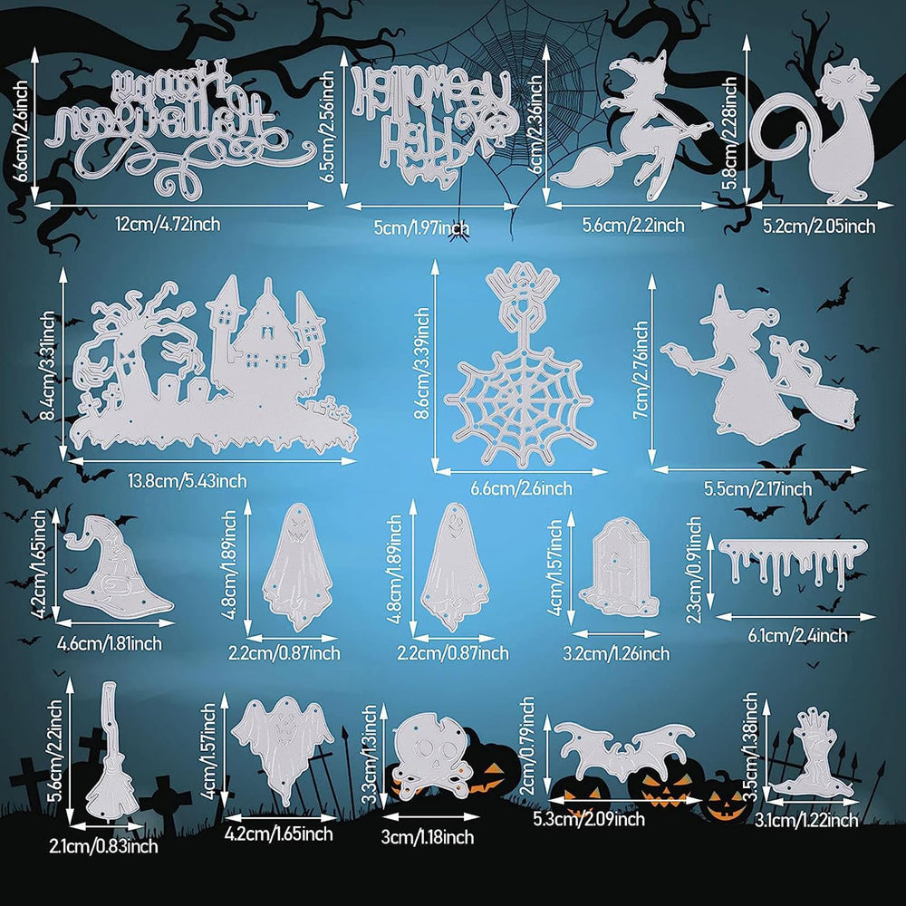 VERSAINSECT ween Metal Cutting Dies DIY Scrapbook Cutting Die Scrapbooking Embossing Cuts Stencil Pumpkin Ghost Bat Pattern Cutting Dies for DIY Halloween Décor Paper Craft