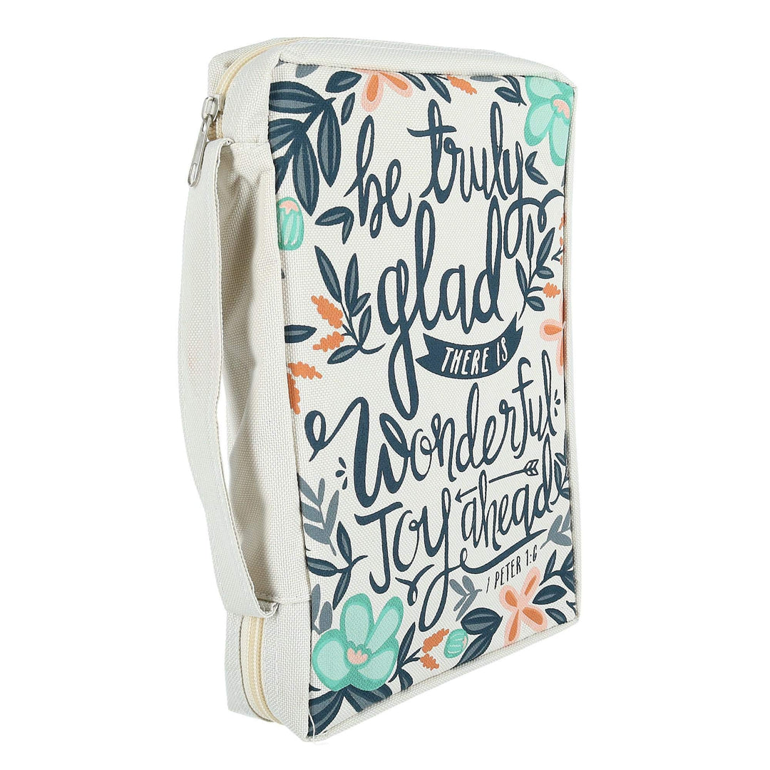 B2216 Faithworks-French Press Mornings Canvas Bible Cover, 7 x 10-Inch, Be Truly Glad