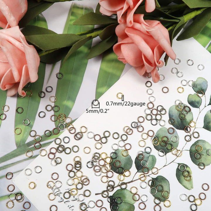 TOAOB 2400pcs Jewelry Making Jump Rings 5mm 6 Colors Open Jump Rings Connectors Key Ring Chain Accessories Bulk for DIY Earrings Necklace Bracelet Pendant Choker Jewelry Making Findings
