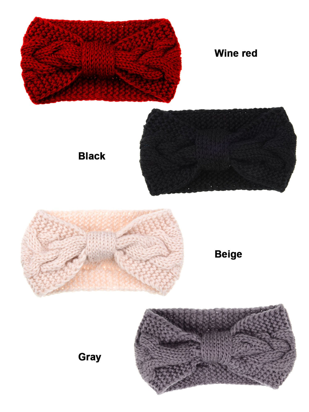 4 Pieces Cable Knit Headband Crochet Headbands Plain Braided Head Wrap Winter Ear Warmer for Women Girls, 4 Colors (Multicoloured A)
