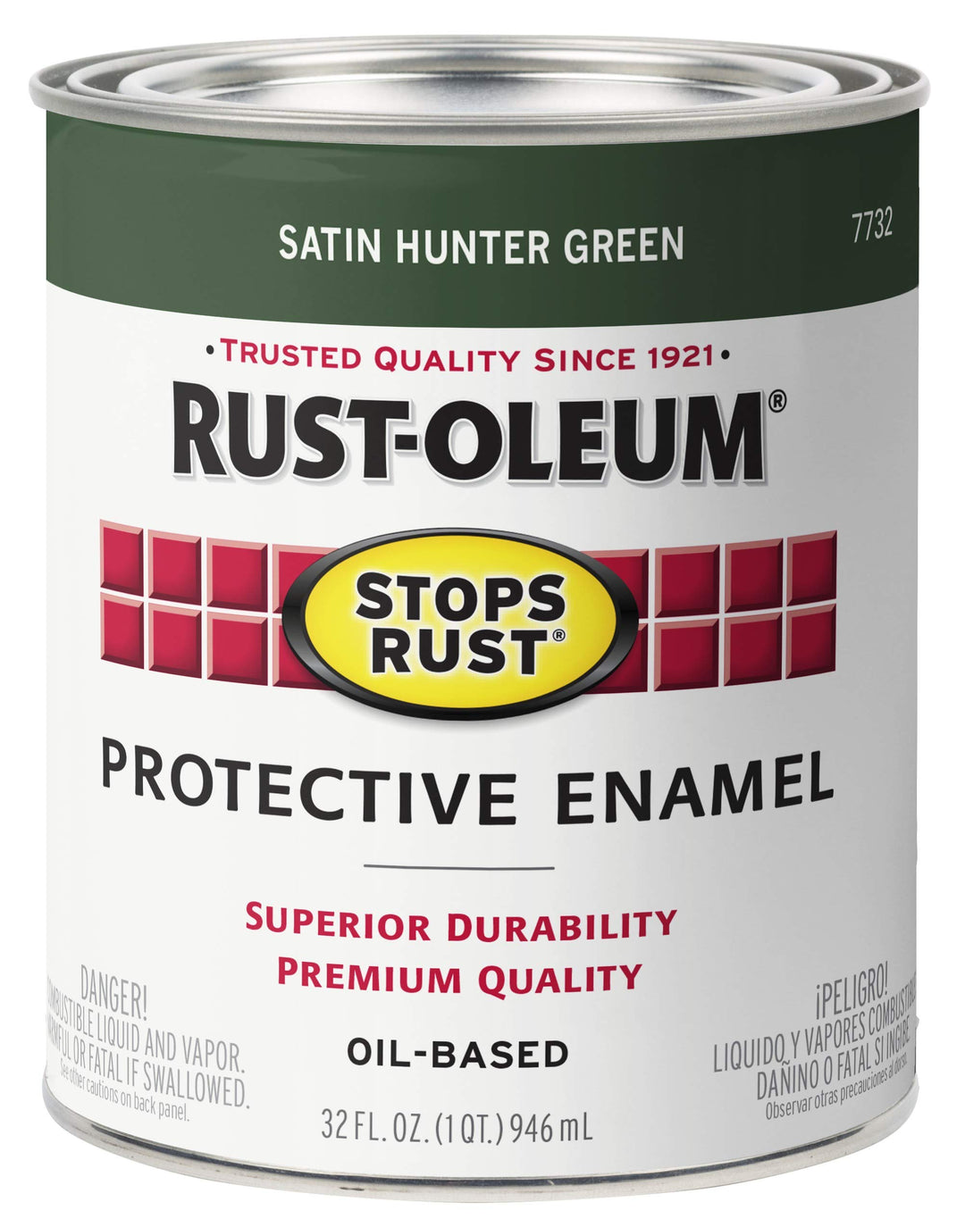 7732502 Stops Rust Brush On Paint, 1 Quarts, Satin Hunter Green, 32 Fl Oz (Pack of 1)