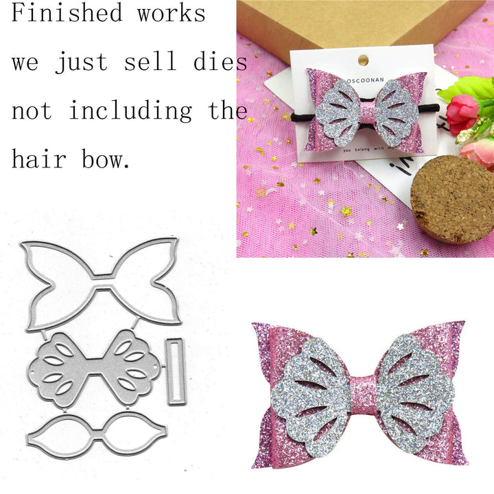 3pcs Feather Bows Metal Die Cuts,Flower Kids Hair Bow Clip Cutting Dies Cut Stencils for DIY Scrapbooking Decorative Embossing Paper Leather Scrapbooking Card Making