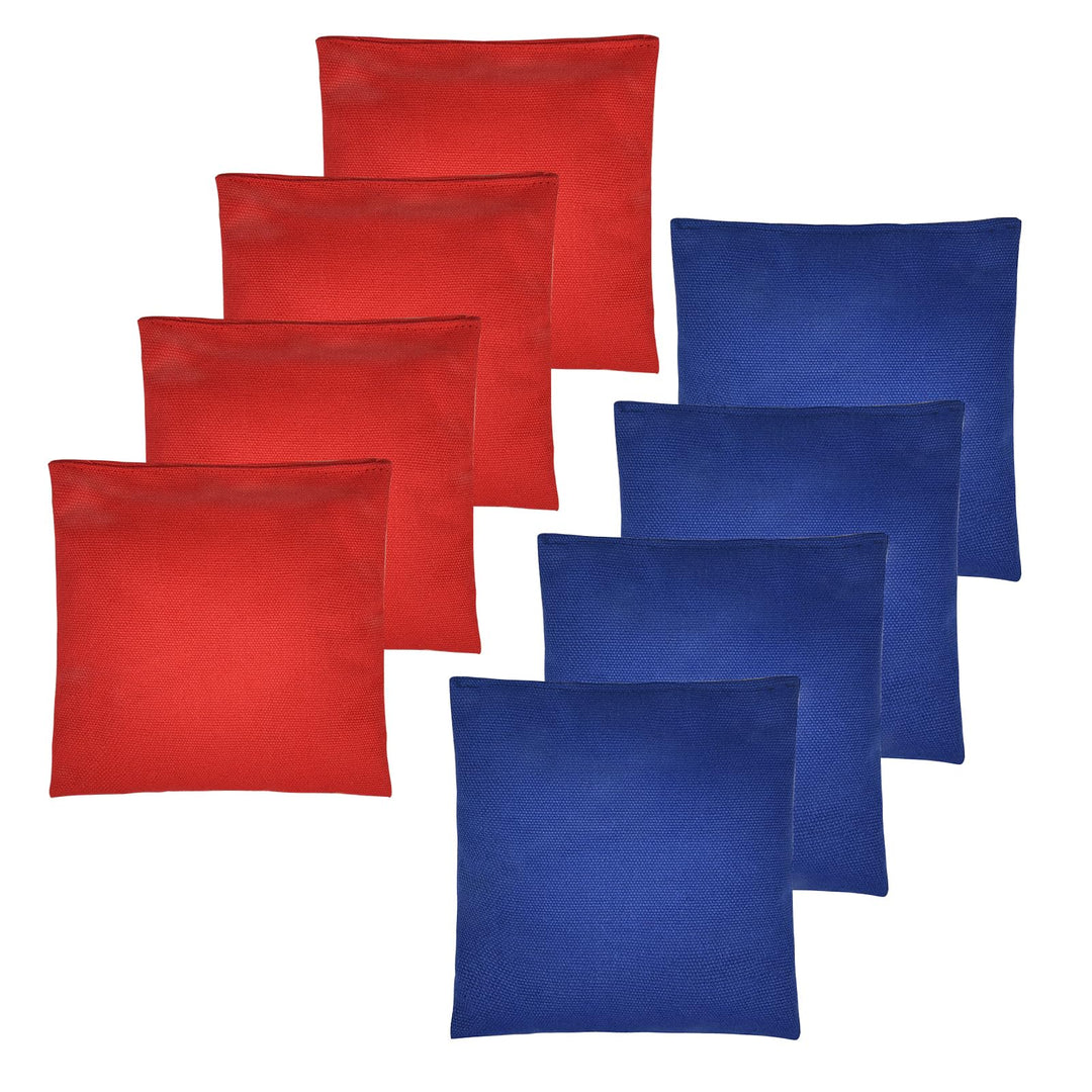 Set of 8 Regulation Cornhole Bags Double Sided, Weather Resistant Bean Bags for Cornhole Toss Game, Corn Hole Beans Bags with Tote Bag (Red/Blue)