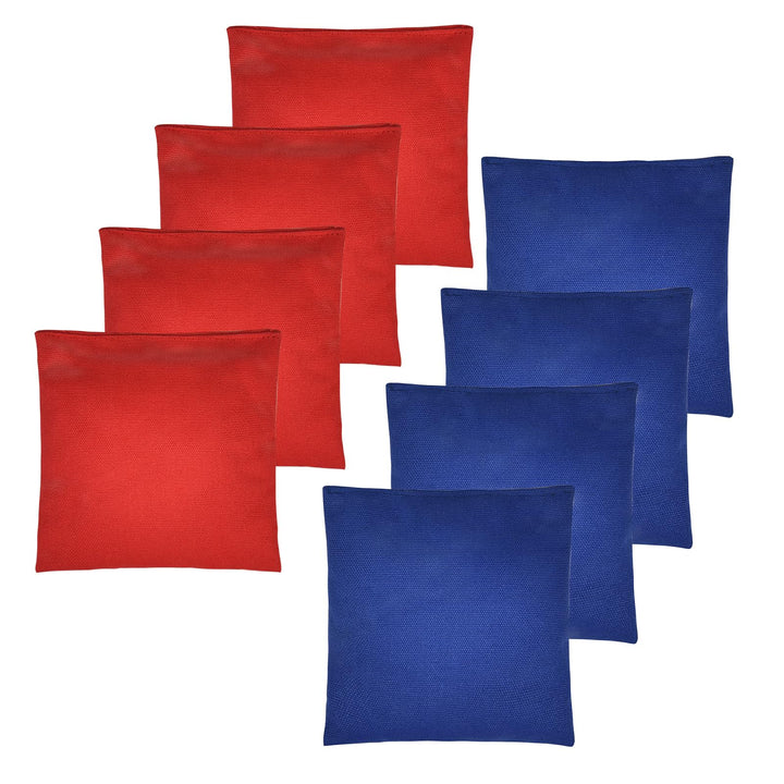Set of 8 Regulation Cornhole Bags Double Sided, Weather Resistant Bean Bags for Cornhole Toss Game, Corn Hole Beans Bags with Tote Bag (Red/Blue)