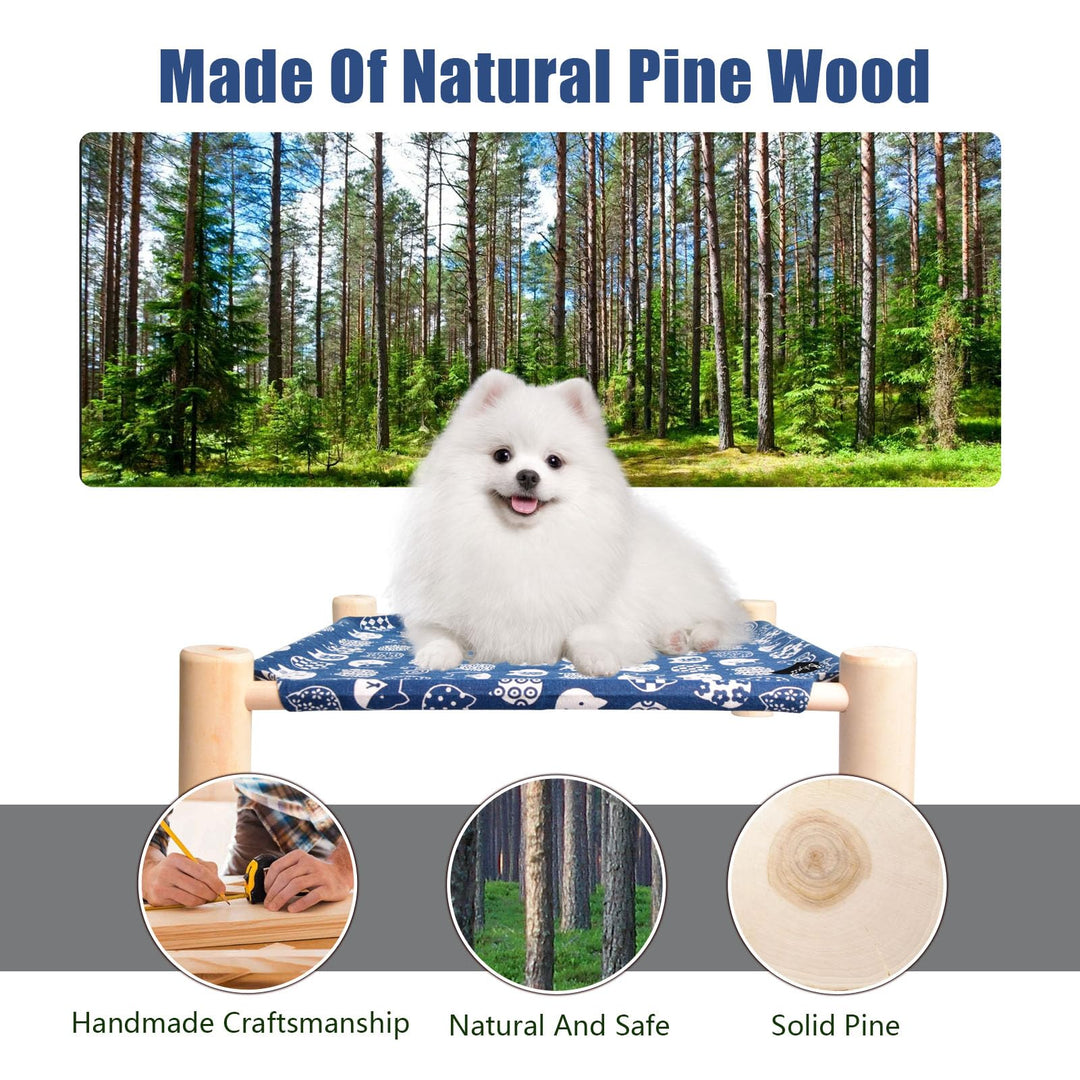 Cat Bed and Cat Hammock Bed, Small Dog Wooden Elevated Cat Bed, Pine Wood, Breathable Outdoor Cat Bed for All Seasons, Elevated Pet Sleeping for Indoor, Cat Cots Furniture Pet Bed Bunny Bed(Gray Grid)