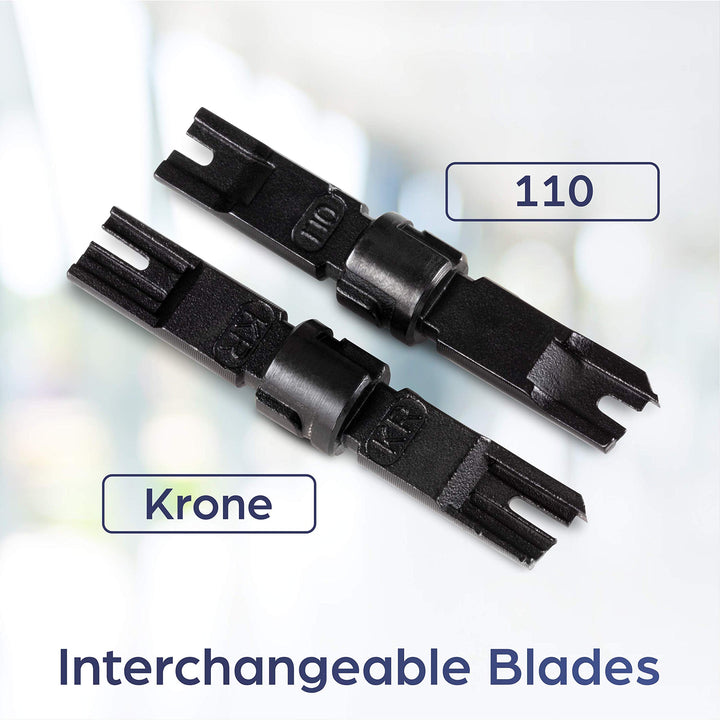 Punch Down Tool With 110 And Krone Blade, Insert & Cut Terminations In One Operation, Precision Blades Are Interchangeable & Reversible, Network Punch Tool, Grey, TC-PDT,White