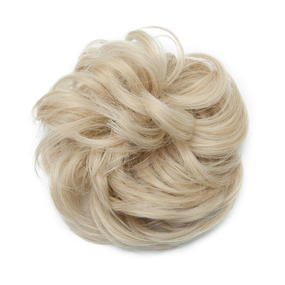 Hair Bun Hairpiece Scrunchy Updo Hair Pieces Fluffy Scrunchies Donut Top Knot Hairpiece Synthetic Curly Wavy Messy Chignons with Elastic Rubber Band Hickory Brown-Thicker 1pc 35g