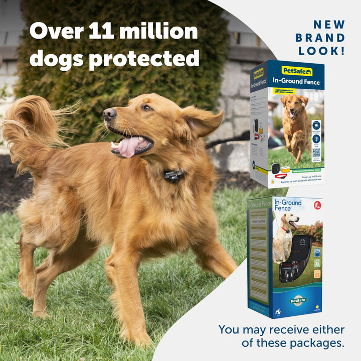 In-Ground Pet Fence for Dogs and Cats Over 8 lb. - Waterproof with Tone and Static Correction - Invisible Fence with Electric Dog Collar