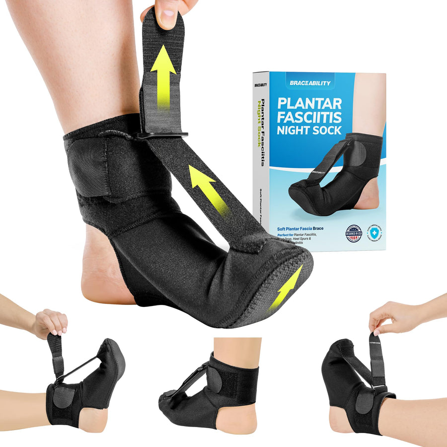 Plantar Fasciitis Night Splint Sock - Soft Plantar Fascia Brace for Sleeping, Achilles Tendonitis, Foot Drop, Heel Pain - Plantar Fasciitis Relief Night Splint for Women and Men (Small)