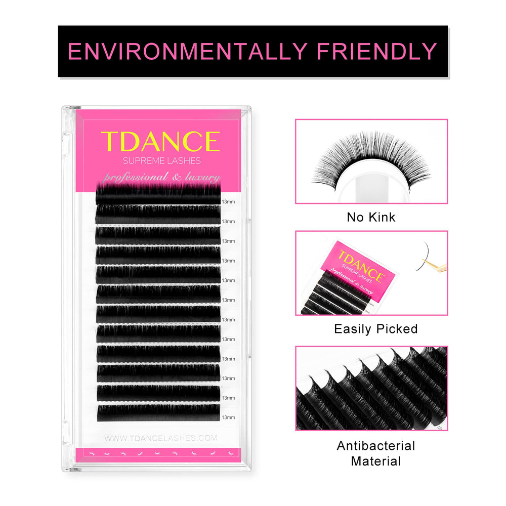 D-0.18, Length 16Mm: Tdance Premium D Curl 8-18Mm Semi Permanent Individual Eyelash Extensions 0.05-0.25Mm Thickness False Mink Silk Volume Lashes Extensions Professional Salon U