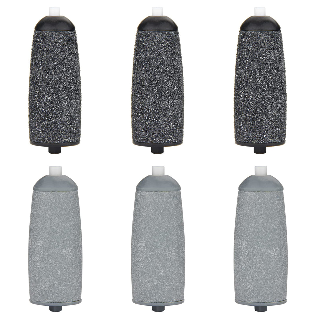 Replacement Heads for Flawless Pedi, Replacement Roller Refills Heads Compatible with Finishing Touch Flawless Pedi Electric Tool File, 6-Pack ( 3 Black Coarse and 3 Gray Fine )