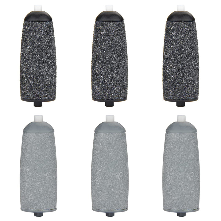 Replacement Heads for Flawless Pedi, Replacement Roller Refills Heads Compatible with Finishing Touch Flawless Pedi Electric Tool File, 6-Pack ( 3 Black Coarse and 3 Gray Fine )