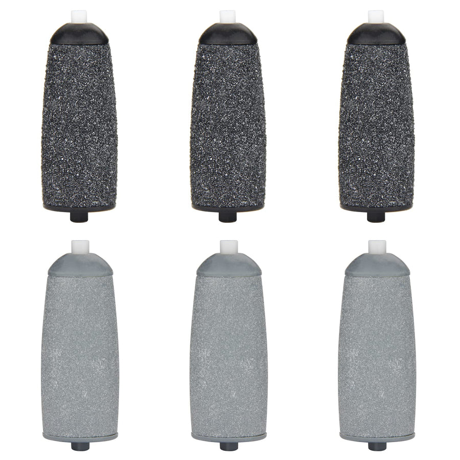 Replacement Heads for Flawless Pedi, Replacement Roller Refills Heads Compatible with Finishing Touch Flawless Pedi Electric Tool File, 6-Pack ( 3 Black Coarse and 3 Gray Fine )