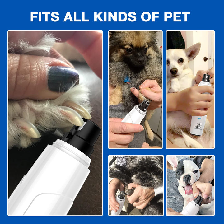 Nail Grinder for Dogs - Upgraded Dog Nail Trimmers Super Quiet, 2 Speeds, Rechargeable, 2 Grinding Wheels for Small Large Dogs & Cats
