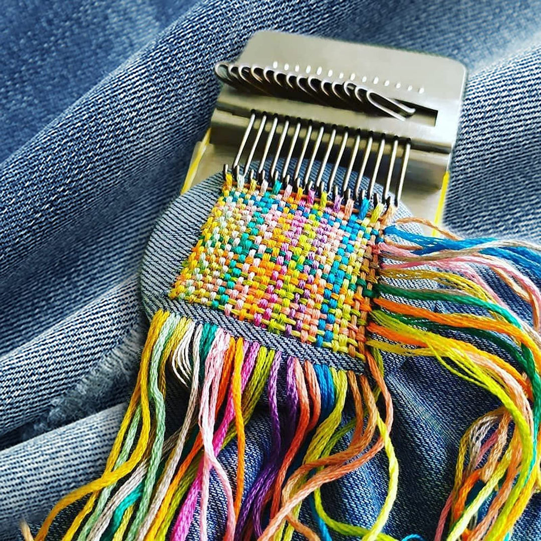 Darning Loom Speedweve Type Weave Tool, 14 Hooks Convenient Small Weaving Loom Kit for Beginners Quickly Mending Jeans, Repair Holes, DIY Beautiful Weaving Arts on Clothes Socks
