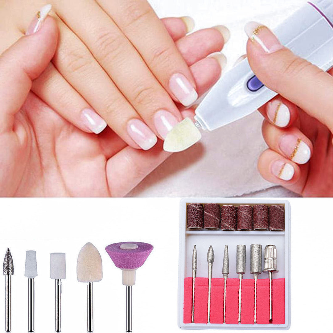 Nail Metal Drill Bits with Sanding Bands, Electric Machine Accessory Manicure Pedicure Tools for Acrylic Gel Nails Home Salon Use