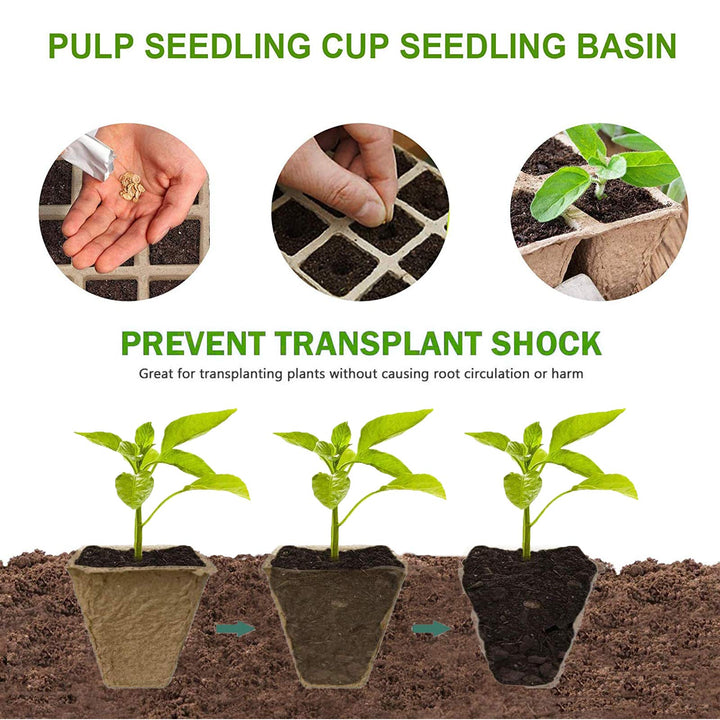 24 Packs Peat Pots Seed Starter Tray, 240 Cells Biodegradable Seedling Pots Germination Trays, Organic Plant Starter Kit with 40 PCS Plant Labels