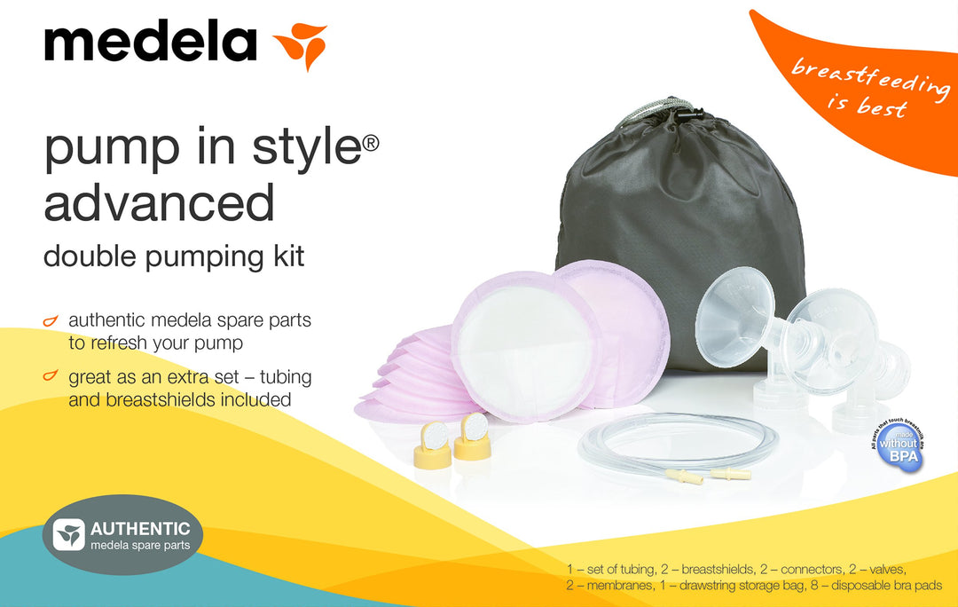 Pump in Style Advanced Double Pumping Kit with Authentic Spare Parts, Includes Breast Shields, Connectors, and Accessory Bag, Made Without BPA