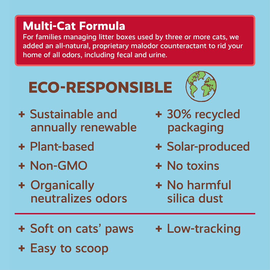 Cat Litter Made From Walnut Shells, Multi-Cat, Unscented, Upcycled, Low Dust, Sustainable, 40 Lbs