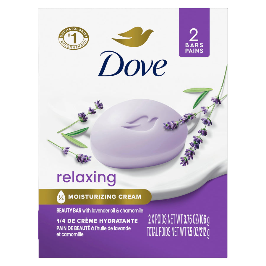 Purely Pampering Beauty Bar for Softer Skin Relaxing Lavender More Moisturizing Than Bar Soap 3.75 oz 2 Bars
