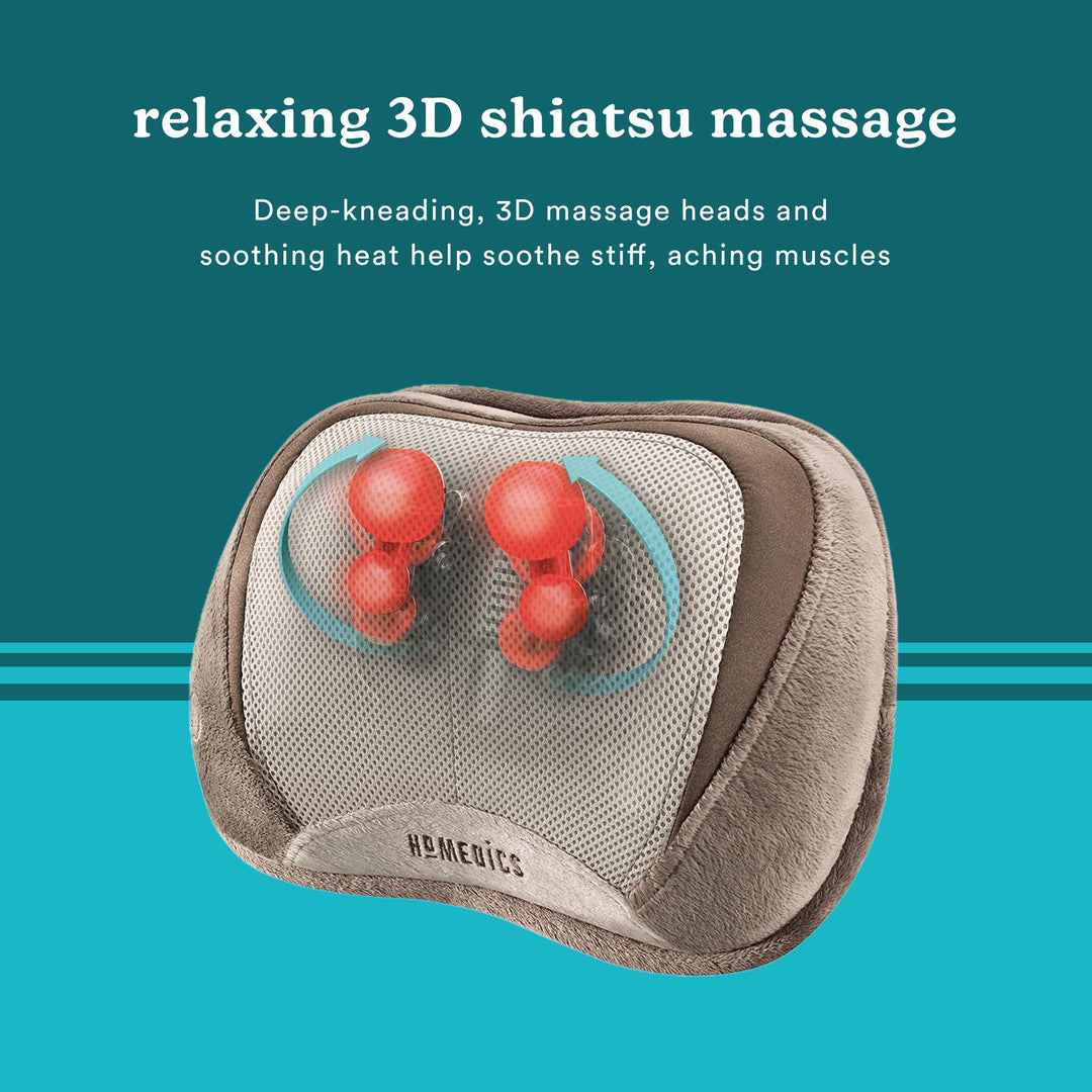 Back and Neck Massager, Portable Shiatsu All Body Massage Pillow with Heat, Targets Upper and Lower Back, Neck and Shoulders. Lightweight for Travel