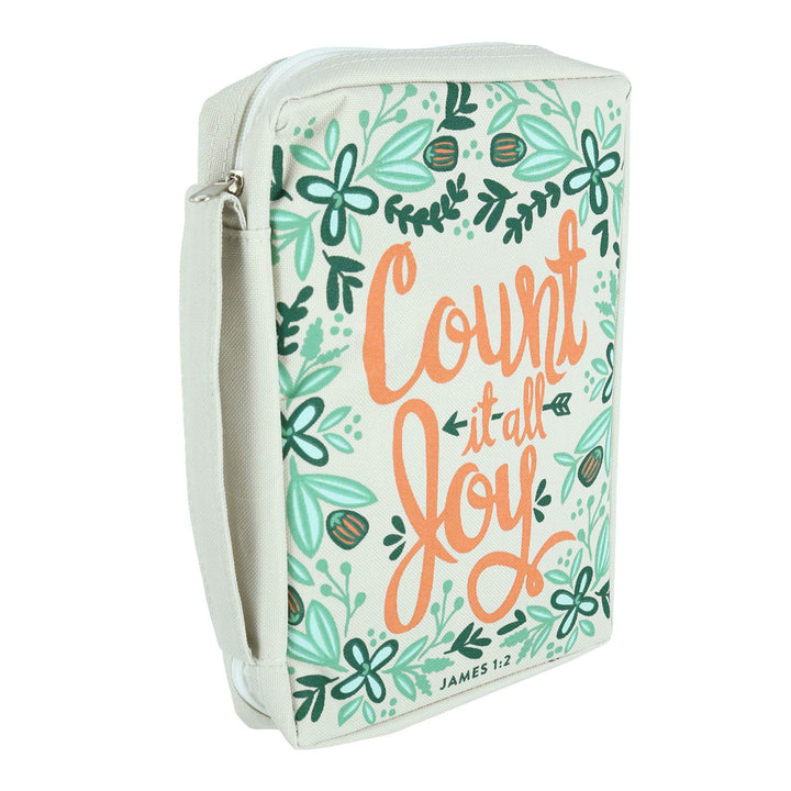 Faithworks - Canvas Bible Cover with Carry Handle French Press Mornings Gifts of Faith Collection, 7 x 10-Inch, Count It All Joy