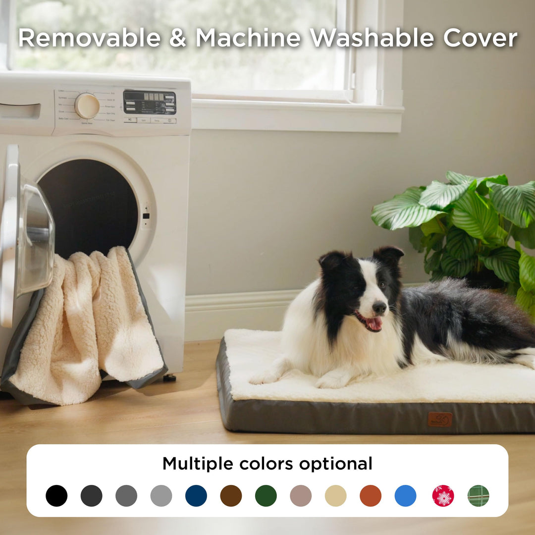 Dog Beds Large Sized Dog - Extra-Large Orthopedic Waterproof Puppy Bed with Removable Washable Cover, Egg Crate Foam Pet Mat, Suitable for Pet Up to 100 lbs