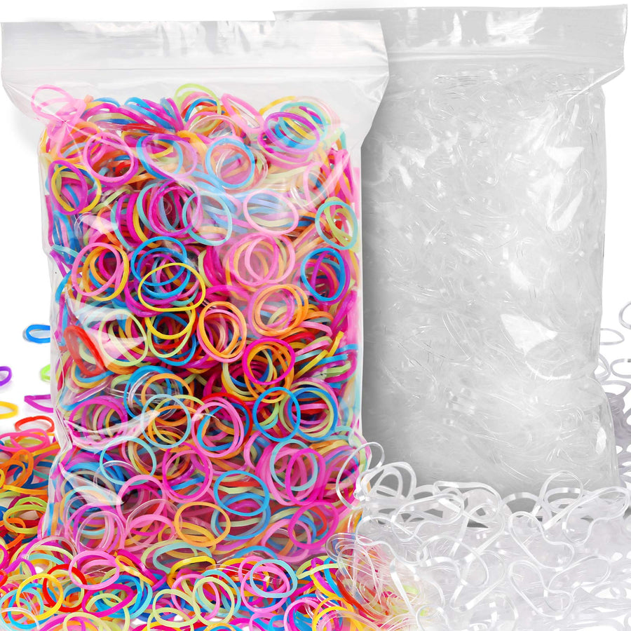 4000pcs Soft Elastic Hair Bands, 2000pcs Multi Color and 2000pcs Clear Hair Holder Hair Tie Elastic Rubber Bands for Baby Girls
