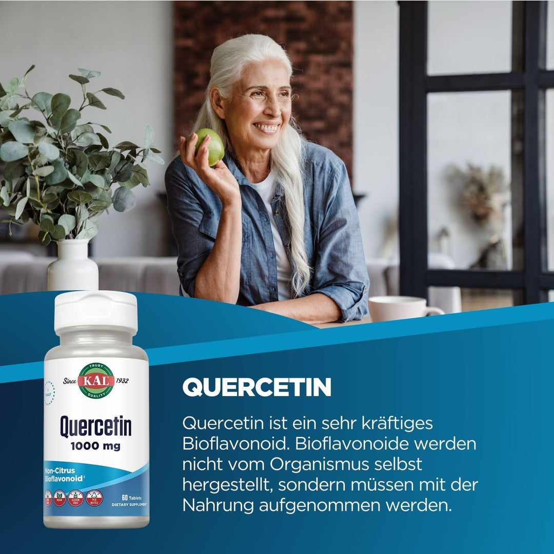 Quercetin 1000mg Immune Support Supplement, Bioflavonoids for Immune Defense and Overall Health Support, Vegan, Gluten Free, Non-GMO, 60-Day Guarantee, 60 Servings, 60 Tablets