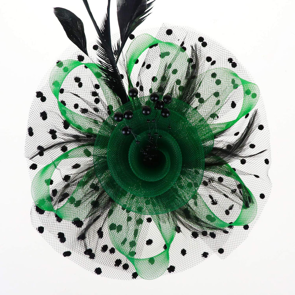 Fascinators Hat Flower Mesh Ribbons Feathers on a Headband and a Clip Tea Party Headwear for Girls and Women