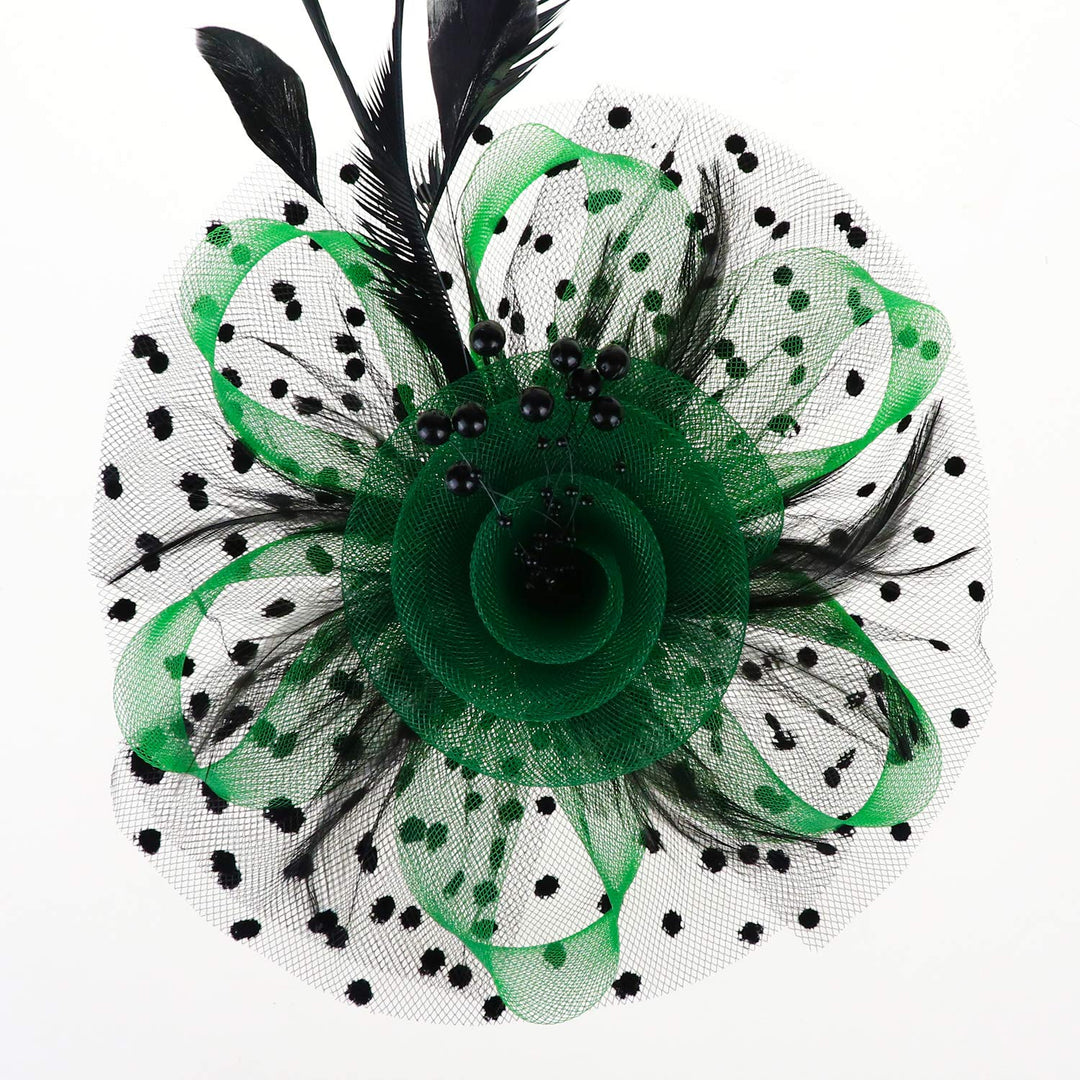 Fascinators Hat Flower Mesh Ribbons Feathers on a Headband and a Clip Tea Party Headwear for Girls and Women